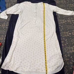 Miss Elaine Long Nightgown L Lace Long Sleeve Cream Blue Floral 4 Buttons Granny